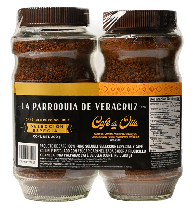 Café 100% Puro Soluble Selección Especial 200 g & Café de Olla 180 g 2 frascos